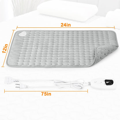Deepsoon Heating Pad,Electric Heating Pads for Back,Neck,Moist Heating Pad for Abdomen Shoulder Knee Legs,Dry/Moist Heat&Auto Shut Off,Fathers Day Dad Gifts for Men Birthday,Light Gray,24x12 Inch
