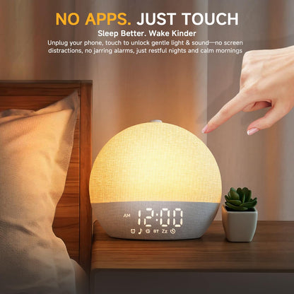 Geuuap Sunrise Alarm Clock White Noise Machine with Bluetooth Speaker,Khaki