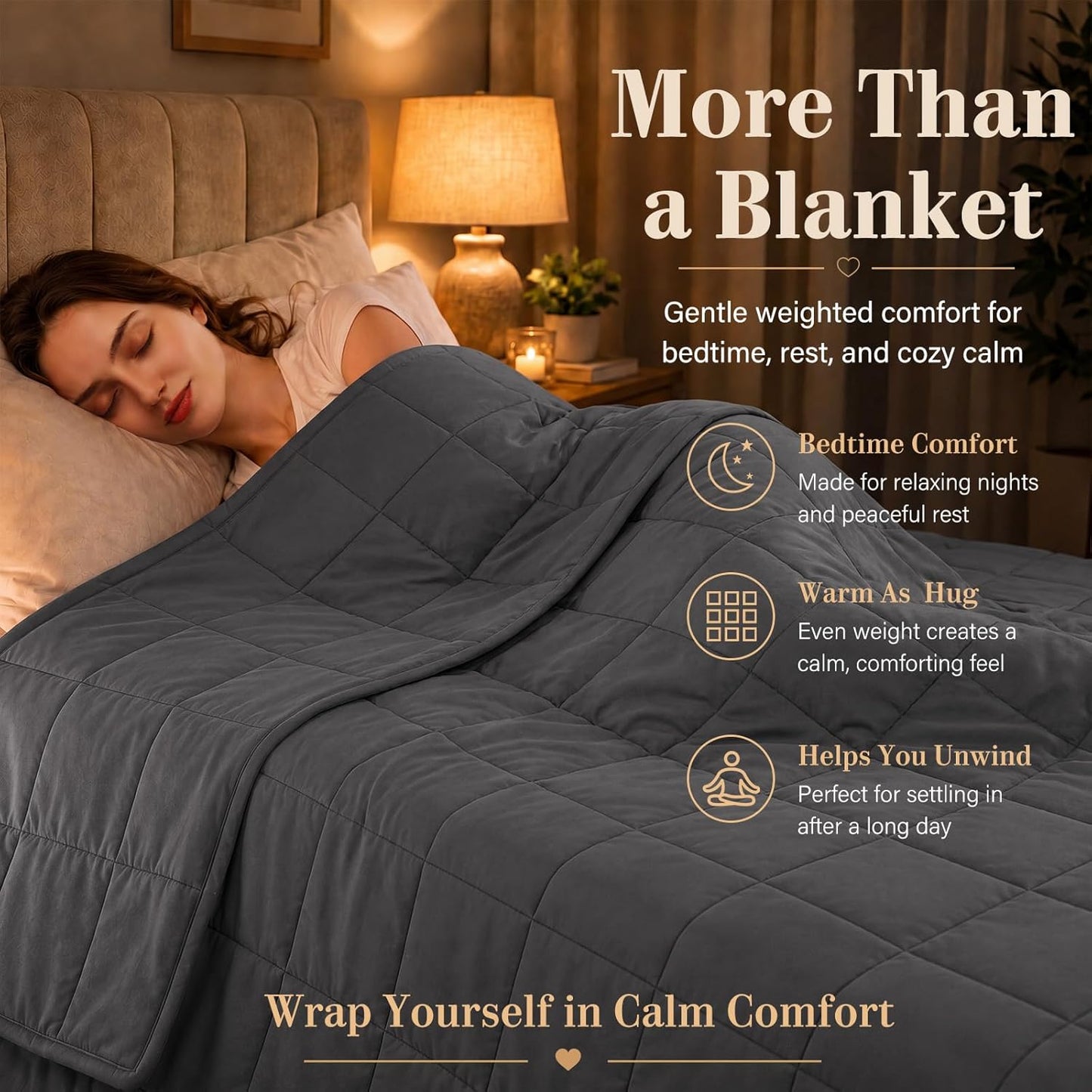 L'AGRATY Weighted Lap Pad 7lb: Small Weighted Blanket for Adults - Cooling Portable Travel Blanket for Relaxation Sleeping - Washable All-Season (29" x 24")