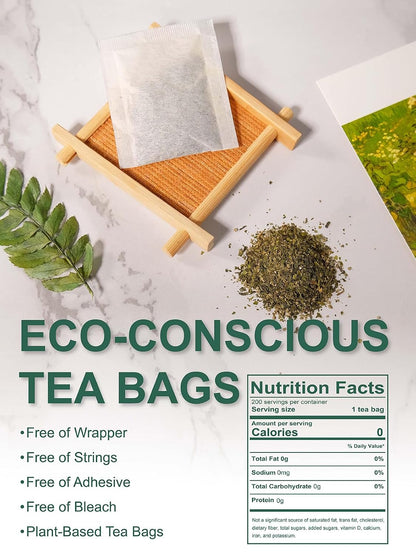 TeeLux Green Tea Bags, Pure Green Tea, Super Antioxidant, Caffeinated 200ct