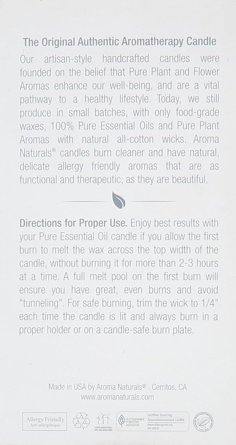 Aroma Naturals Essential Oil Orange and Lemongrass Scented Pillar Candle, Ambiance, 2.5 inch x 4 inch, Yellow