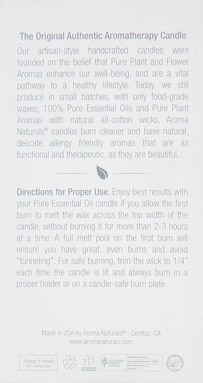 Aroma Naturals Essential Oil Orange and Lemongrass Scented Pillar Candle, Ambiance, 2.5 inch x 4 inch, Yellow