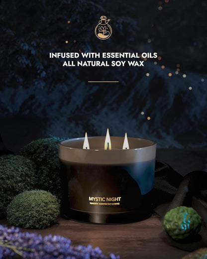 96NORTH Luxury Vanilla Soy Candles | Large 3 Wick Jar Candle | Up to 50 Hours Burning Time | 100% Natural Soy Wax | Relaxing Aromatherapy Aesthetic Candle | Housewarming Gift for Men and Women
