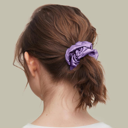 LILYSILK Silk Hair Scrunchies / Ties for Frizz & Breakage Prevention, 100% Mulberry, No Damage, Elastic ponytail Holders, 1Pc, Coffee - Colors B