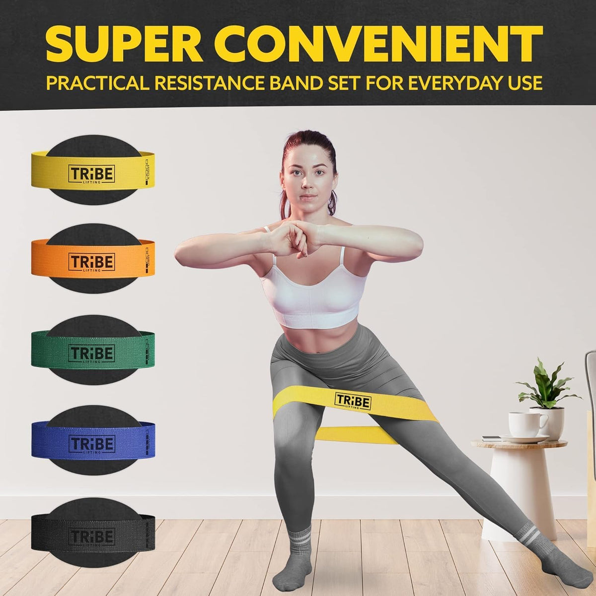 Fabric Resistance Bands for Working Out, 5-Band Set for Legs and Glutes
