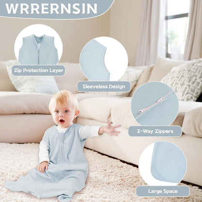Baby Sleep Sack 0-6 Months,100% Cotton TOG 0.5 Wearable Blanket for Newborn and Infant, 3 Pack 2-Way Zipper Lightweight Sleeping Bags for Toddler