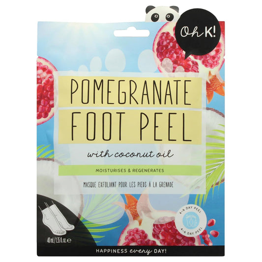 Oh K! Foot Peel Mask - Pomegranate - Foot Peeling Mask for Dry Feet and Cracked Heels - Feet Exfoliant with Pomegranate and Coconut Oil - 1 Pair
