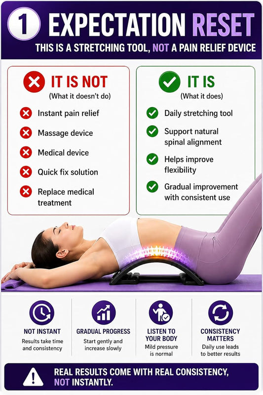 YAJIACLONE Back Stretcher for Lower Back, Adjustable Lumbar Support Board, Manual Spine Stretch Tool for Daily Use, Portable Device (Not a Massage Device)