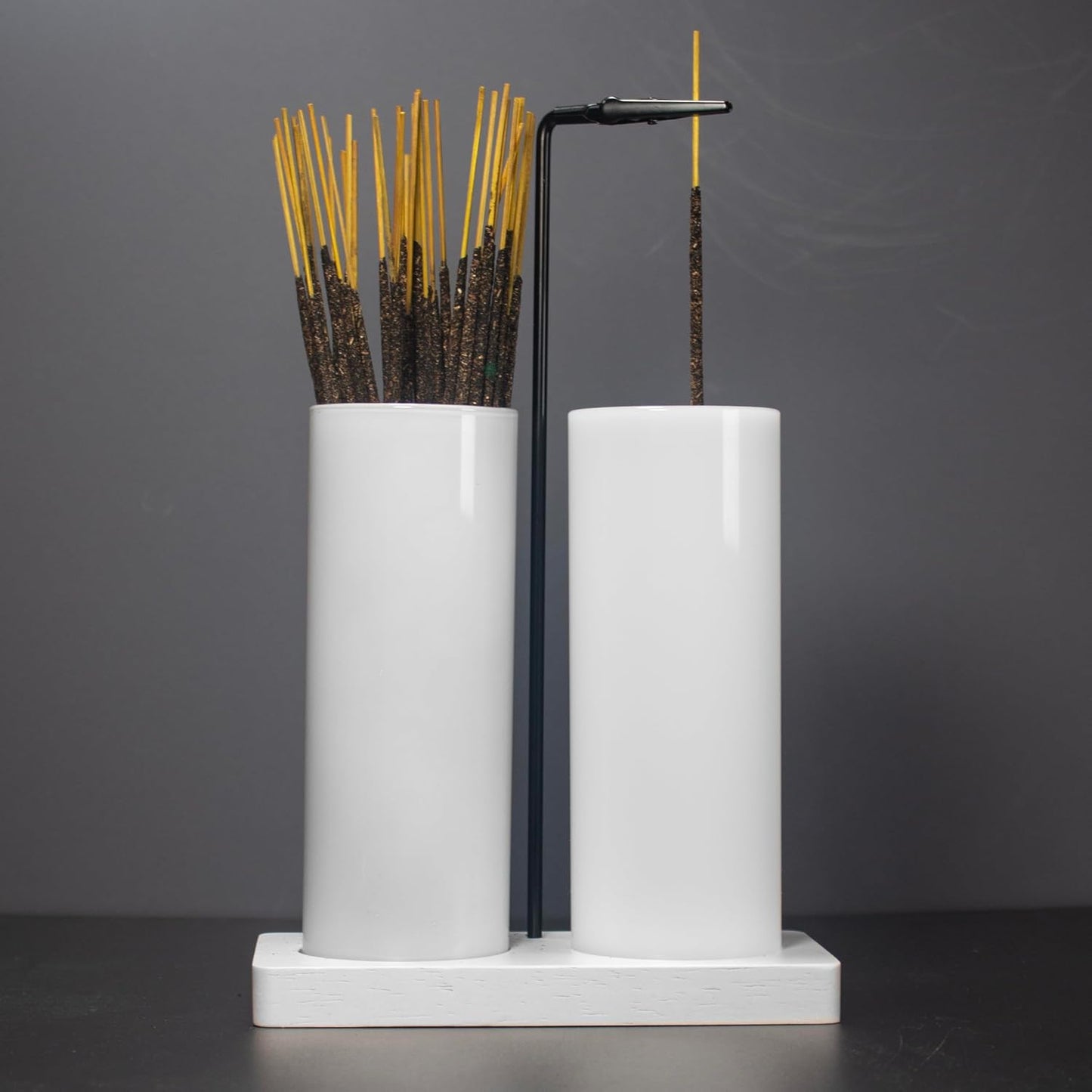 2 in 1 Incense Burner Holder for Sticks,Glass Incense Holder with Storage,Upside Down Incense Holder for Sticks with Glass Ash Catcher for Meditation Yoga Spa Room Home Decor[Full Black]