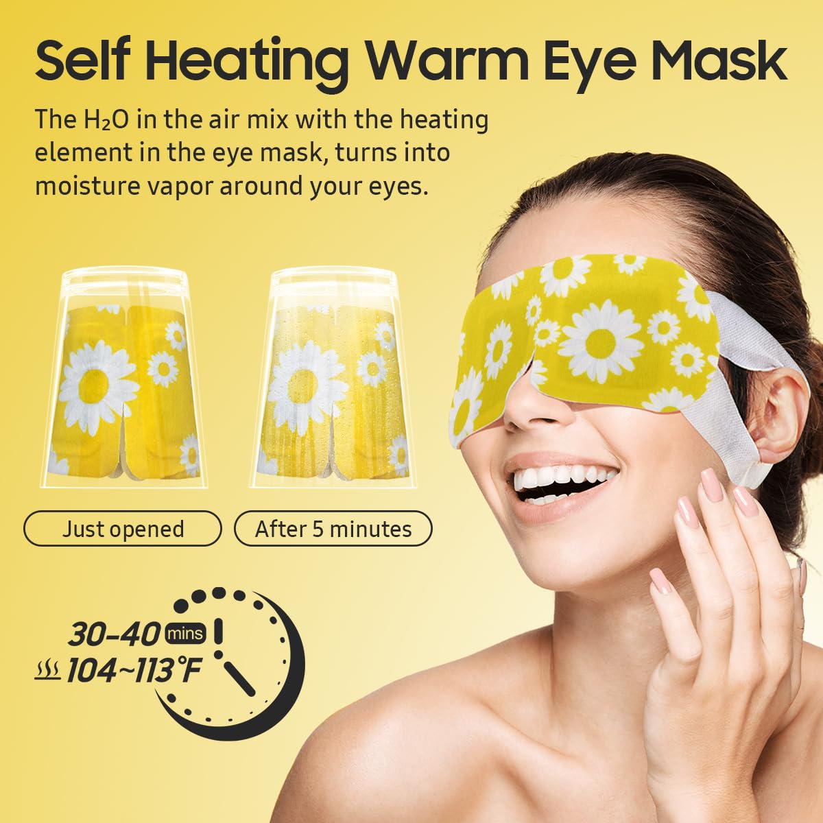 BeHoomi 20 Packs Steam Eye Mask, Heated Eye Mask Warm Compress for Eyes, Disposable Self Heating Steam Mask for Home, Sleep, Spa, Travel Essentials & Relaxation Gifts for Women (Lavender)