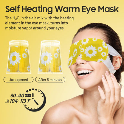 BeHoomi 30Packs Steam Eye Mask, Heated Eye Mask Warm Compress for Eyes, Self Heating Warm Eye Masks Disposable Steam Mask for Home Sleep, Spa, Travel Essentials & Relaxation Gifts (Chamomile)
