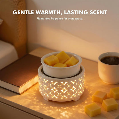 EQUSUPRO Wax Melt Warmer for Scented Wax Melts 3-in-1 Electric Ceramic Candle Wax Warmer Burner Fragrance Wax Melter for Home Office Bedroom Gift & Decor (Leaf)