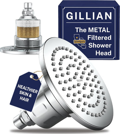 Gillian Metal Filtered Shower Head High Pressure, KDF-55 Removes Chlorine