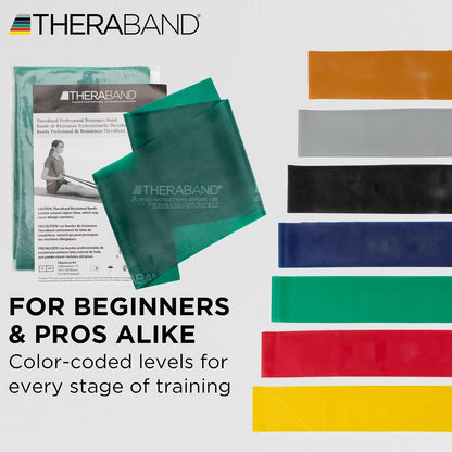 THERABAND Professional Resistance Bands Set, 7 Pack 6 ft Exercise Bands for Working Out, Stretch Bands for Physical Therapy, Pilates & Full Body Workout, Levels 1–7