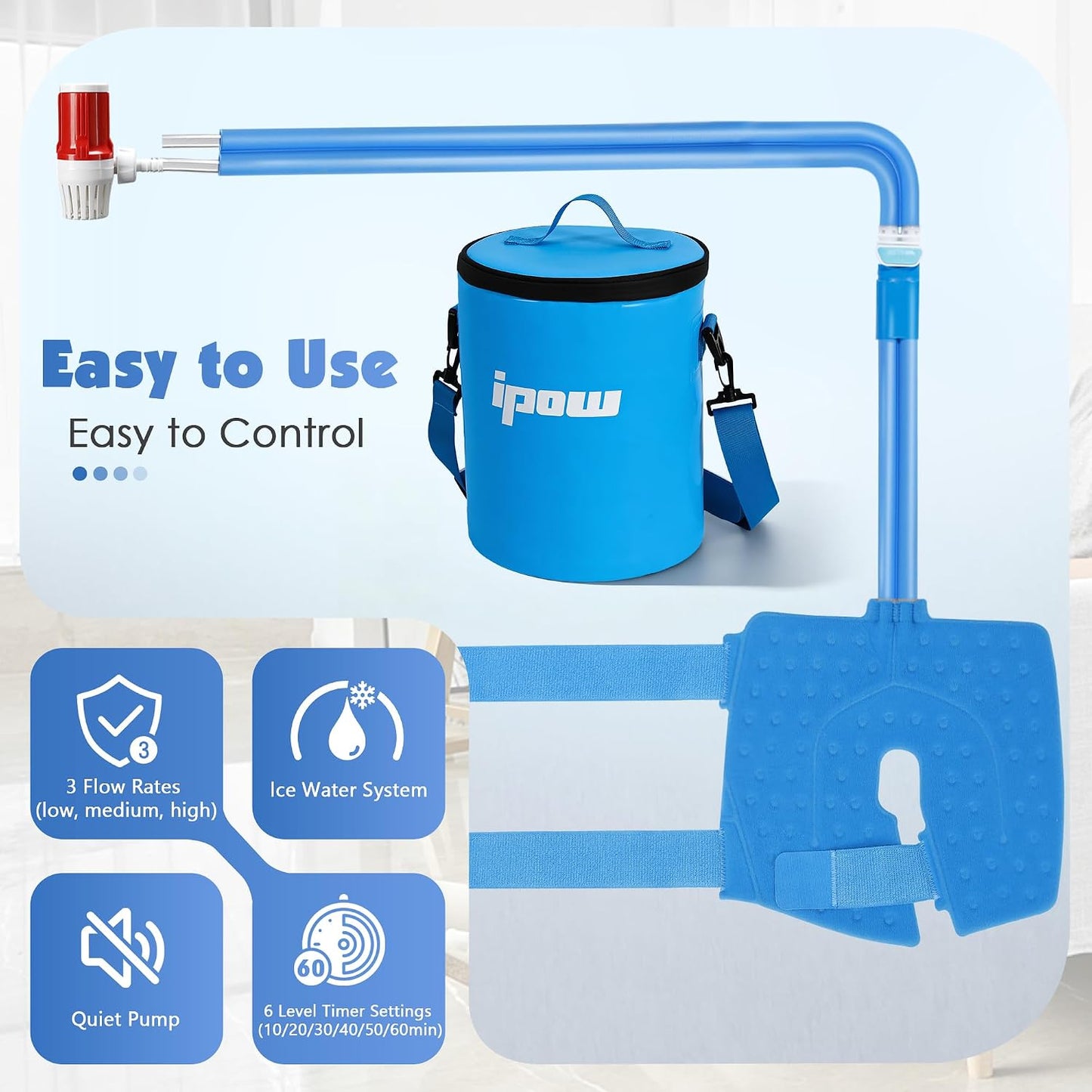 Ice Machine for Shoulder After Surgery, Portable Cold Therapy Machine for Shoulder, Ice Therapy for Recovery, Ideal for Sport Injuries, Pains Relief, Strain & Stiffness, Sprain Swelling