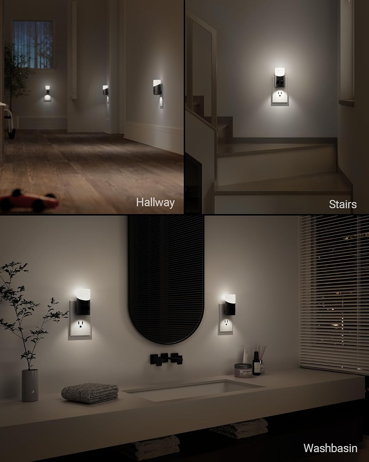Lyridz Amber Night Light with Motion Sensor, 1-150LM Dimmable Plug-in Nightlight Indoor for Bedroom, Bathroom, Hallway, Stairs, Pet House, Toilet, 2 Pack
