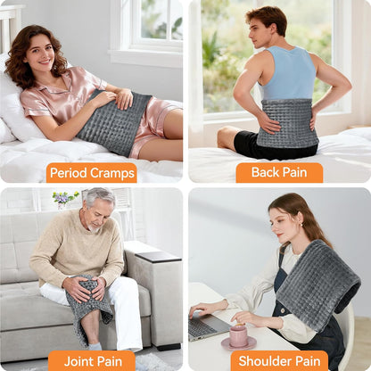 Heating Pad for Back Pain, Electric Heat Pad with 9 Heat Levels & 4 Auto-Off Timers, Portable Heating Pad for Period Cramps, Shoulder, Neck, Machine Washable, Gifts for Women and Men, Grey, 24''×12''