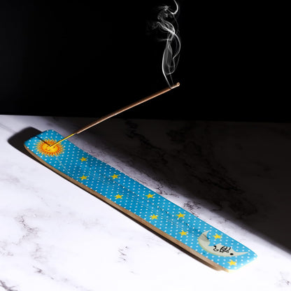 Bless-International Traditional-Handmade-Burner Wooden-Incense-Stick-Holder Ash-Catcher-Stand for-Aromatherapy-Meditation-Yoga (Incense Holder 10 inch(2 pcs))