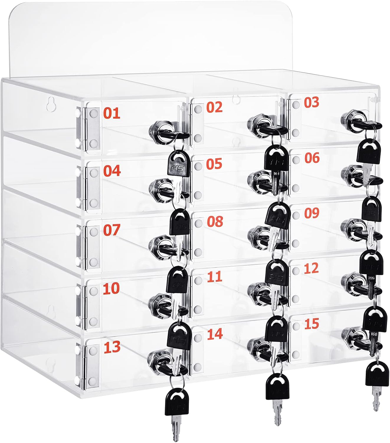 Threan 12 Slot Cell Phone Storage Box, Acrylic Clear Cell Phone Storage Cabinet Wall Mounted with Door, Locks and Keys for Office School Factory