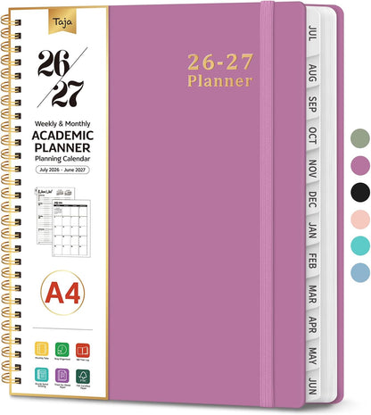 Planner 2026-2027, 8.5" x 11" Weekly and Monthly Academic Year Planner Calendar, July 2026 - June 2027, Hardcover Large School Planning Agenda With Tabs, Perfect for School & Office Supplies, A4, Green