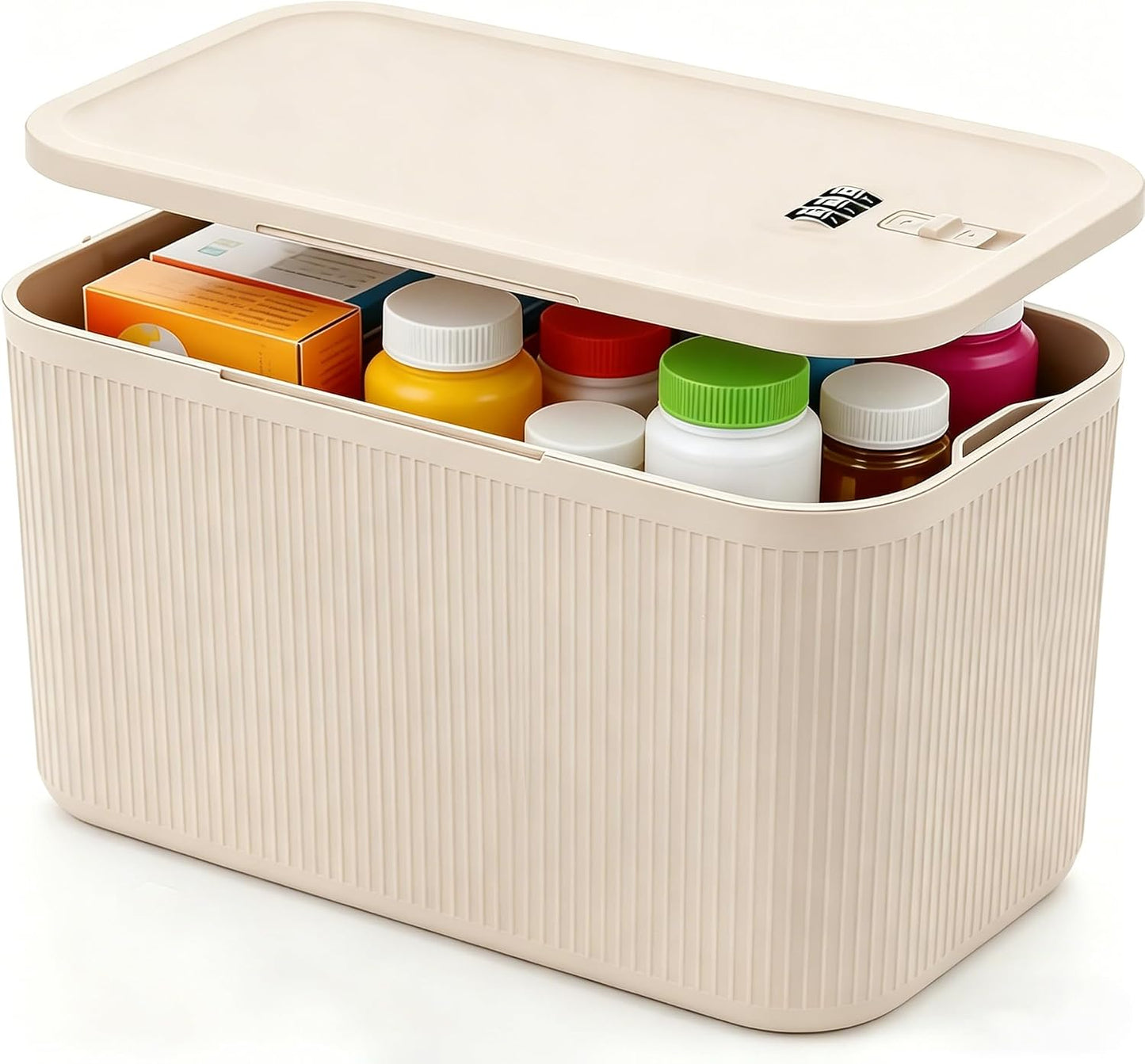 Medication Lock Box,Small Lockable Storage Box with Combination Code for Phone,Medicine Safe,Food, Home,Refrigerator,Office,Personal Items,Travel,Gift