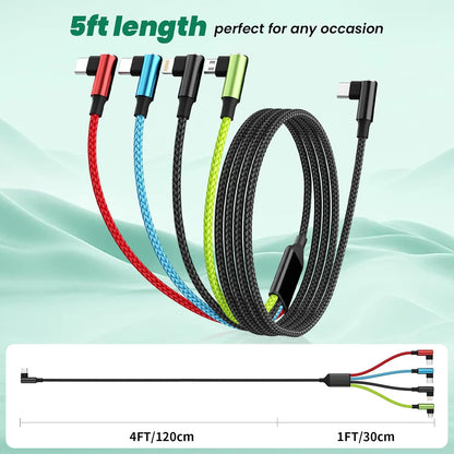 4 in 1 Multi Charging Cable, 5FT Charging Cords for Multiple Devices