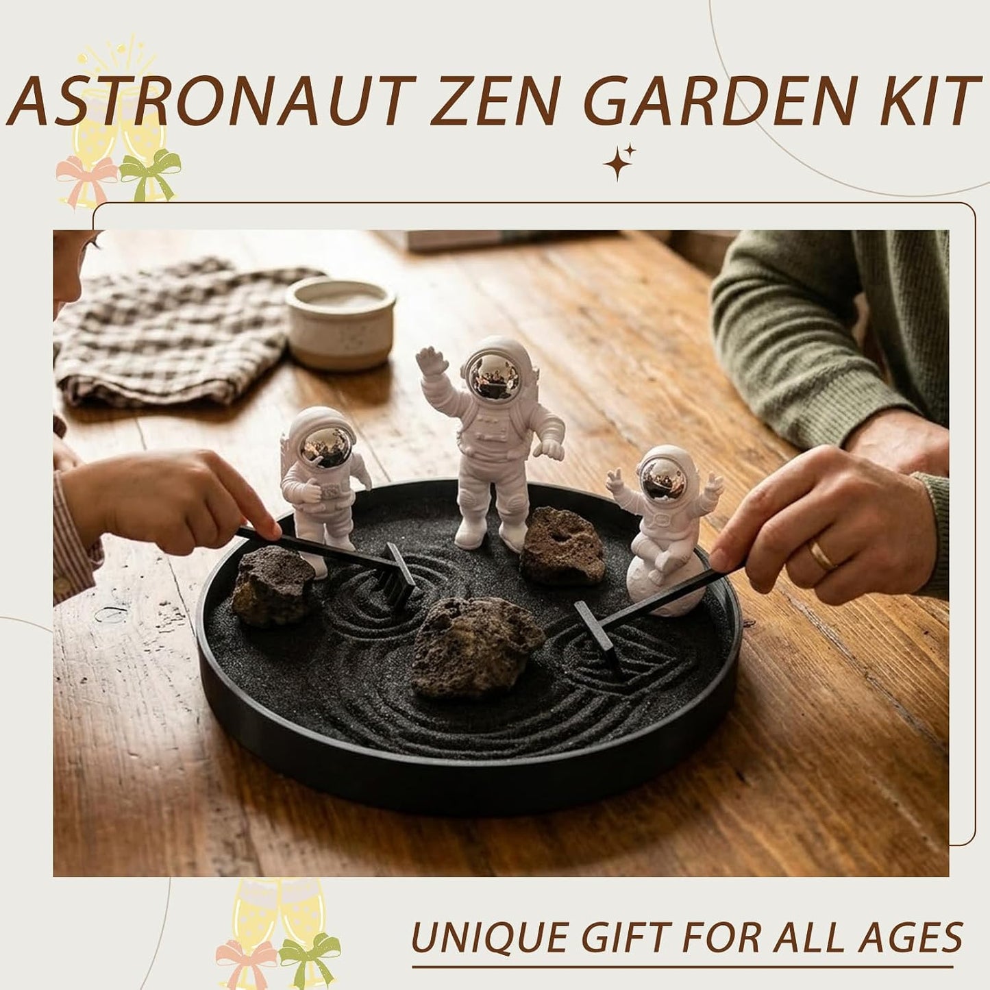 Astronaut Zen Garden Kit, Desktop Zen Garden for Stress Relief