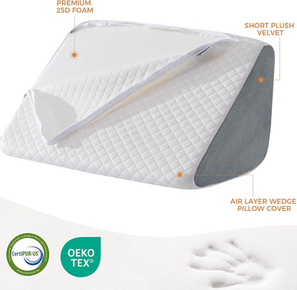 Knee Wedge Pillow for Post-Surgery Recovery-Leg Elevation Support for Sleep Position, Alleviating Lower Back & Hip Pain Enhancing Circulation in Ankles Legs Triangle Pillow with Removable Cover