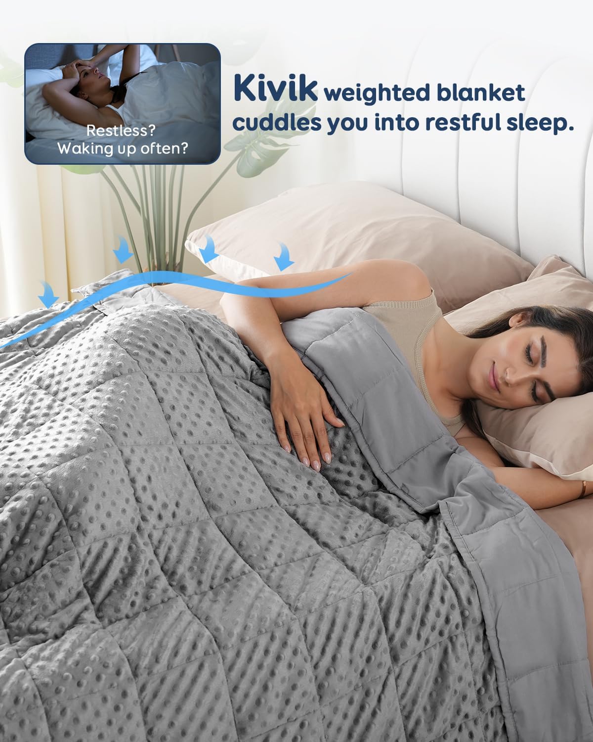 Kivik 2 lbs Weighted Lap Pad, Ultra Soft Minky Dotted Heavy Blankets Throw for Better Study Relaxing & Sleeping, Machine Washable, 20 x 30 Inches, Purple