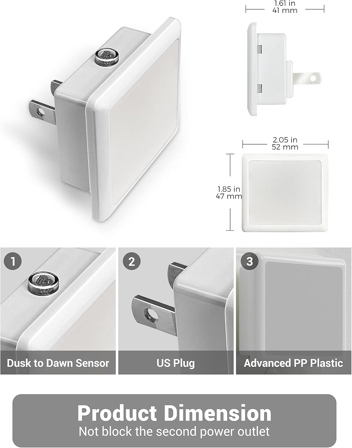 JandCase Amber Night Light[2 Pack], Night Lights Plug into Wall, LED Plug in Nightlight with Dusk-to-Dawn Sensor, 0.3W Dim Night Light for Sleep, Bedroom, Bathroom, Hallway, Non-dimmable