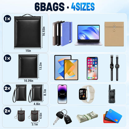 Military Grade Faraday Bag for Phone & Key Fob, Signal Blocking Pouch