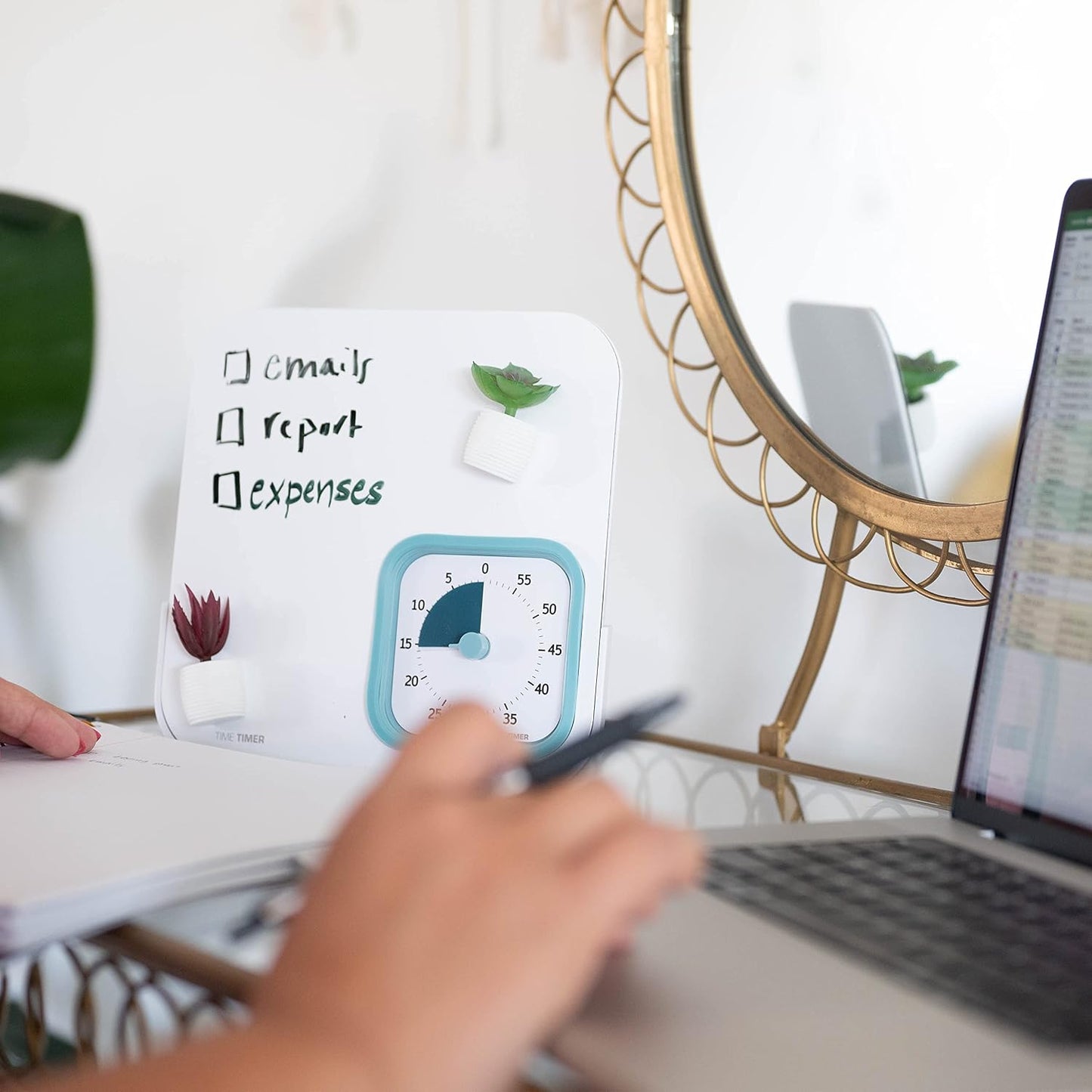 TIME TIMER MOD with Dry Erase Board — 60-Minute Visual Countdown Timer with Magnetic Whiteboard — for Notes, Chores, Classroom and Office Reminders, Visual Schedules, for Kids and Adults (Charcoal)