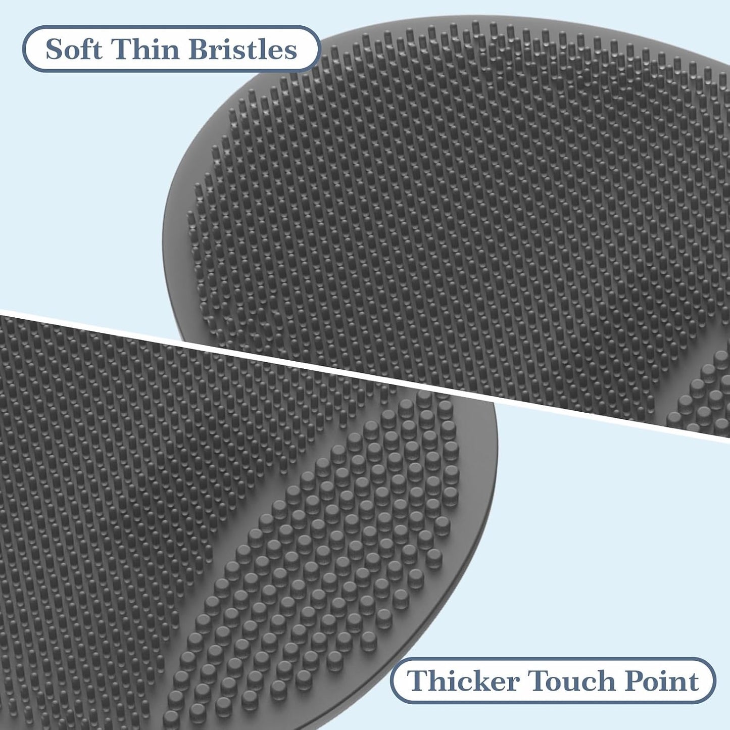 Manmihealth Silicone Back Scrubber (Thick Bristles) & Bath Glove & Face Brush Set (3PCS), Super-Exfoliating & Lathering Body Scrubber, Shower Brush, Face Scrubber Combination, with a Free Hook (Black)