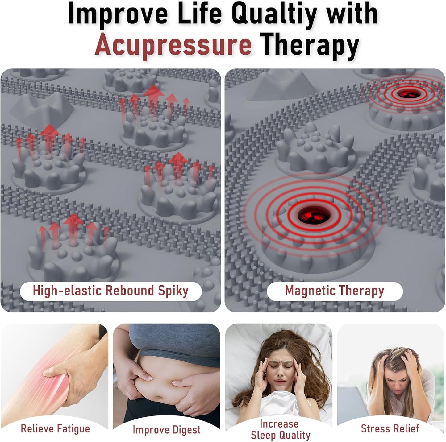 Foot Massage Mat Acupressure Board Large 30*17.7 In, Silicone Jogging Reflexology Mat for Feet Soft & Stiff Feet Magnetic Pressure Point Acupuncture Mat for Yoga Home Office Standing Elderly Pink