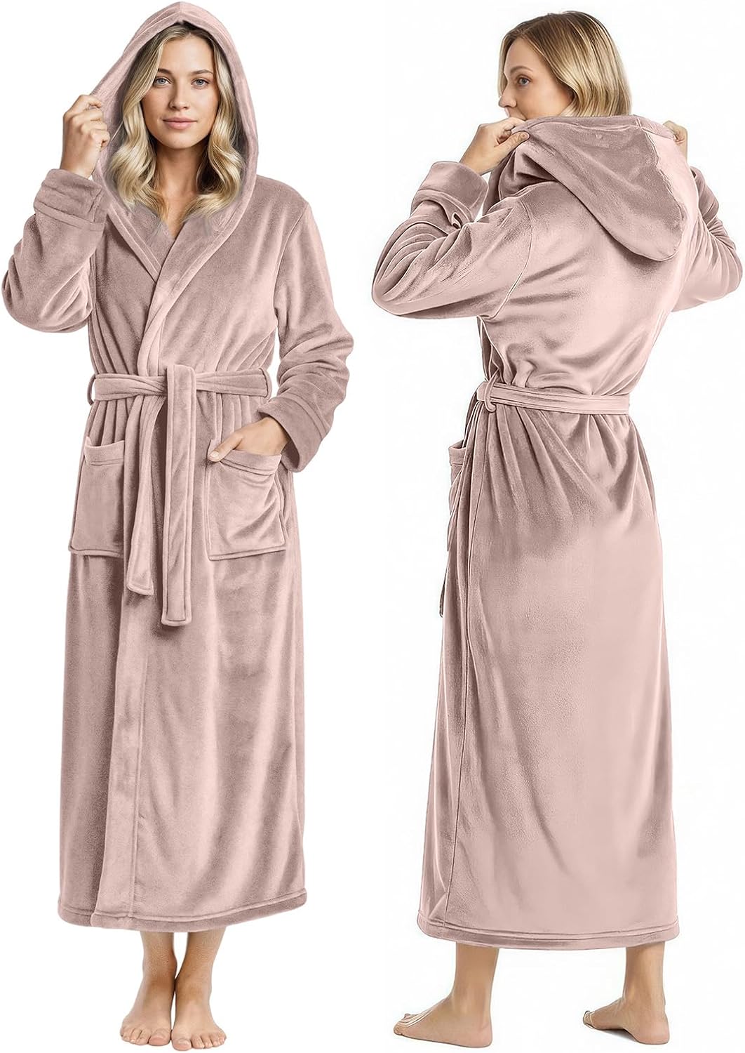 Premium Ultra Soft Robes for Women with Hood Plush Fleece Long Bathrobe