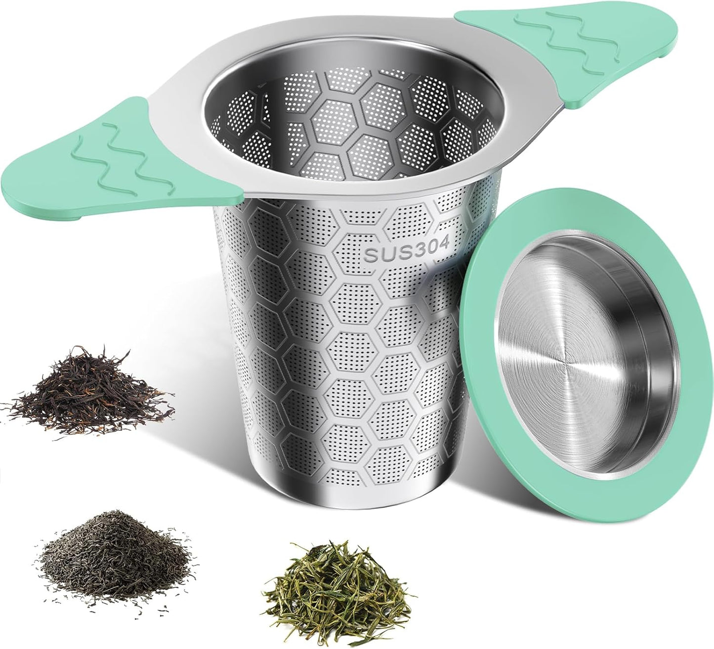 Tea Infuser for Loose Leaf Tea,Stainless Steel Tea Infuser with Heat Proof Silicone Handles,Extra Fine Mesh Tea Strainers Filter Fine Tea Leaves Effectively,Fits TeaPots/Mugs