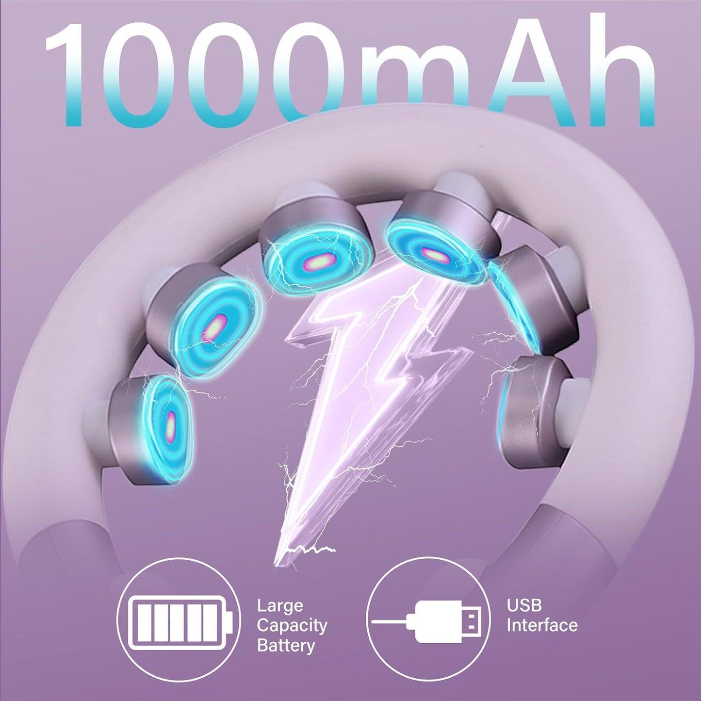 Neck Massager for Pain Relief Deep Tissue with Heat and 10 Massage Patterns & 16 Intensity Steps, Gift for Home or Travel, Purple