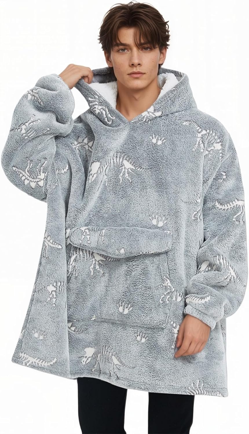 Fiosnow Sun and Moon Blanket Hoodies for Women and Men Adult Oversize Wearable Blanket Hoodies for Soft and Warm