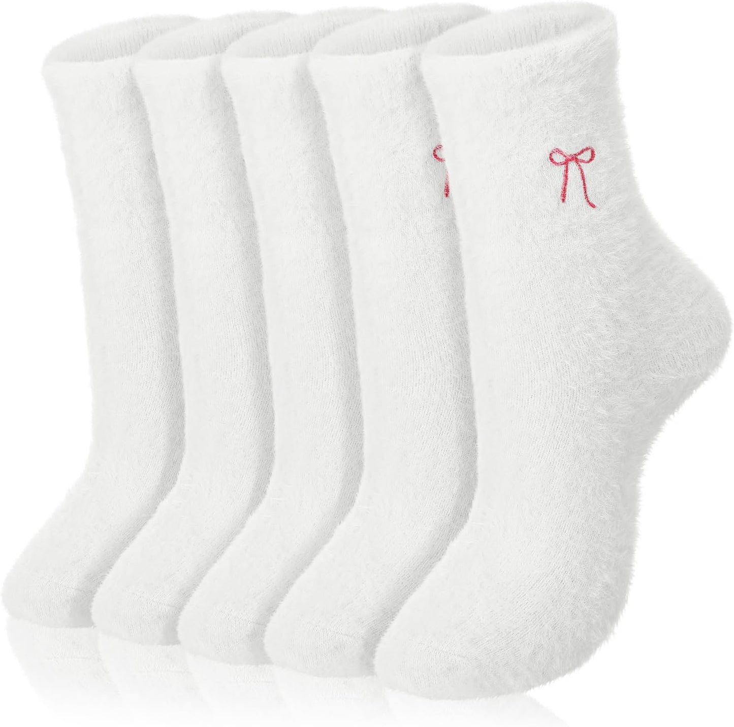 Geyoga 5 Pairs Fuzzy Socks for Women Cozy Spa Slipper Socks Coquette Preppy Stuff Soft Fluffy Home Sleeping Birthday Gift