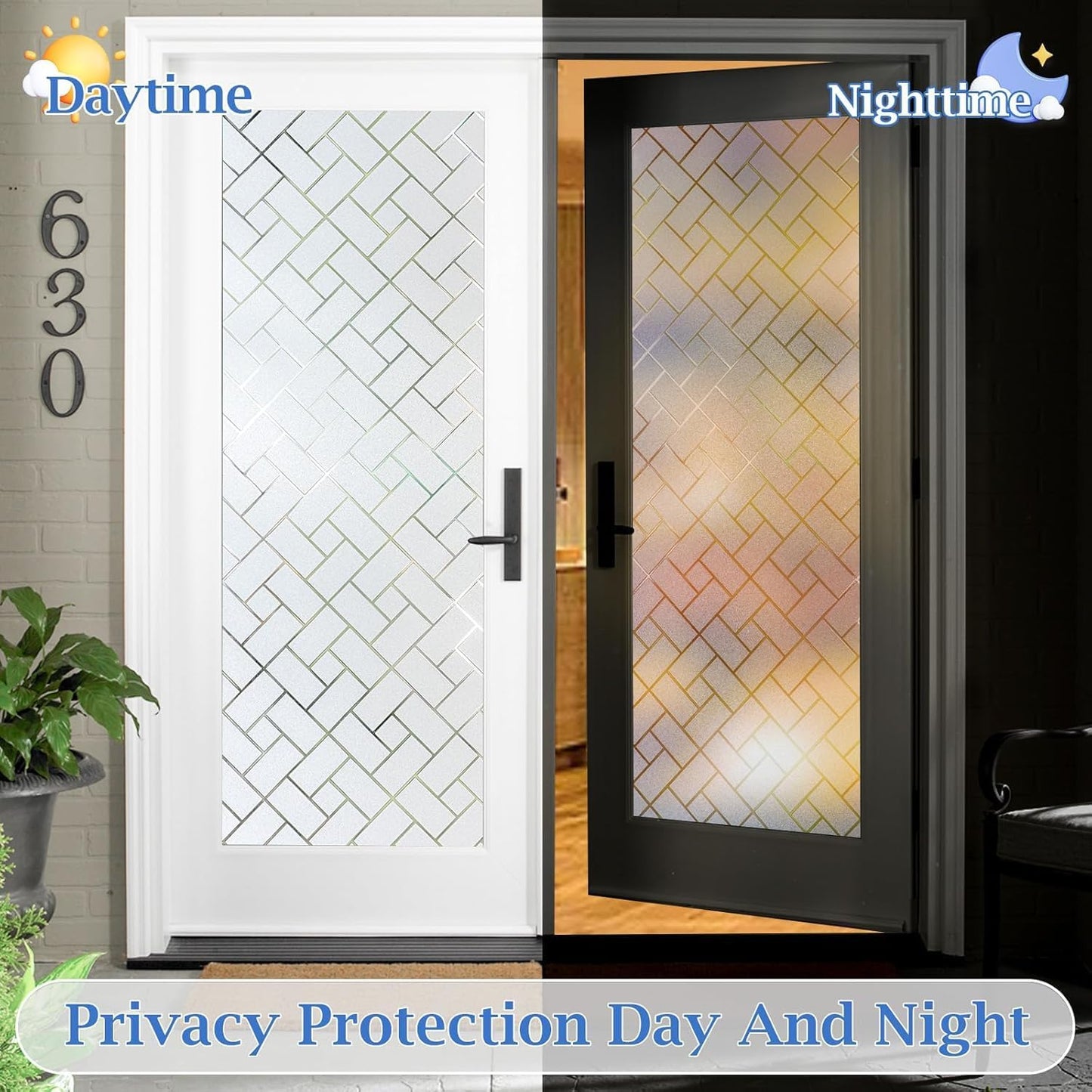Coavas One Way Privacy Window Film, Heat Control Window Tint for Home, Sun Blocking Reflective Window Film See Out Not in, Anti UV Static Cling for Windows Office Door (Black, 17.5 Inch X 6.5 Feet)
