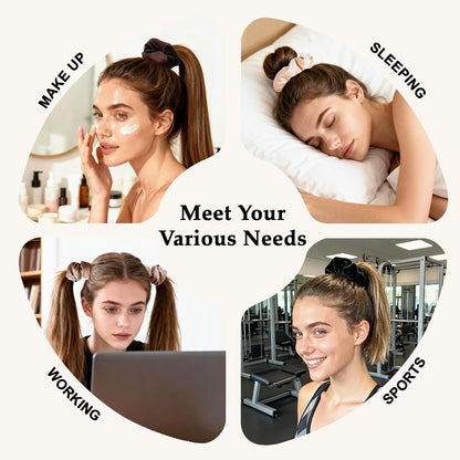 Satin Scrunchies for Women – 8PCS Blush & Brown Silk Hair Ties Set – No Crease, Frizz-Free, Gentle Elastic Hair Bands, Soft & Stylish Everyday Hair Accessories Gifts