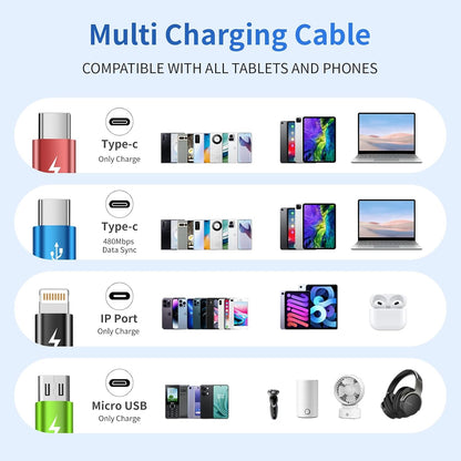 4 in 1 Multi Charging Cable, 5FT Charging Cords for Multiple Devices