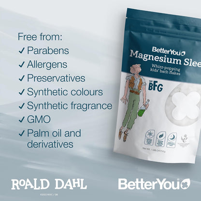 BetterYou Magnesium Sleep Kid’s Bath Flakes - Bath Salts with Popping Candy - Bath Soak with Natural Magnesium - Relaxing Lavender for Sleep - 1.6 lb