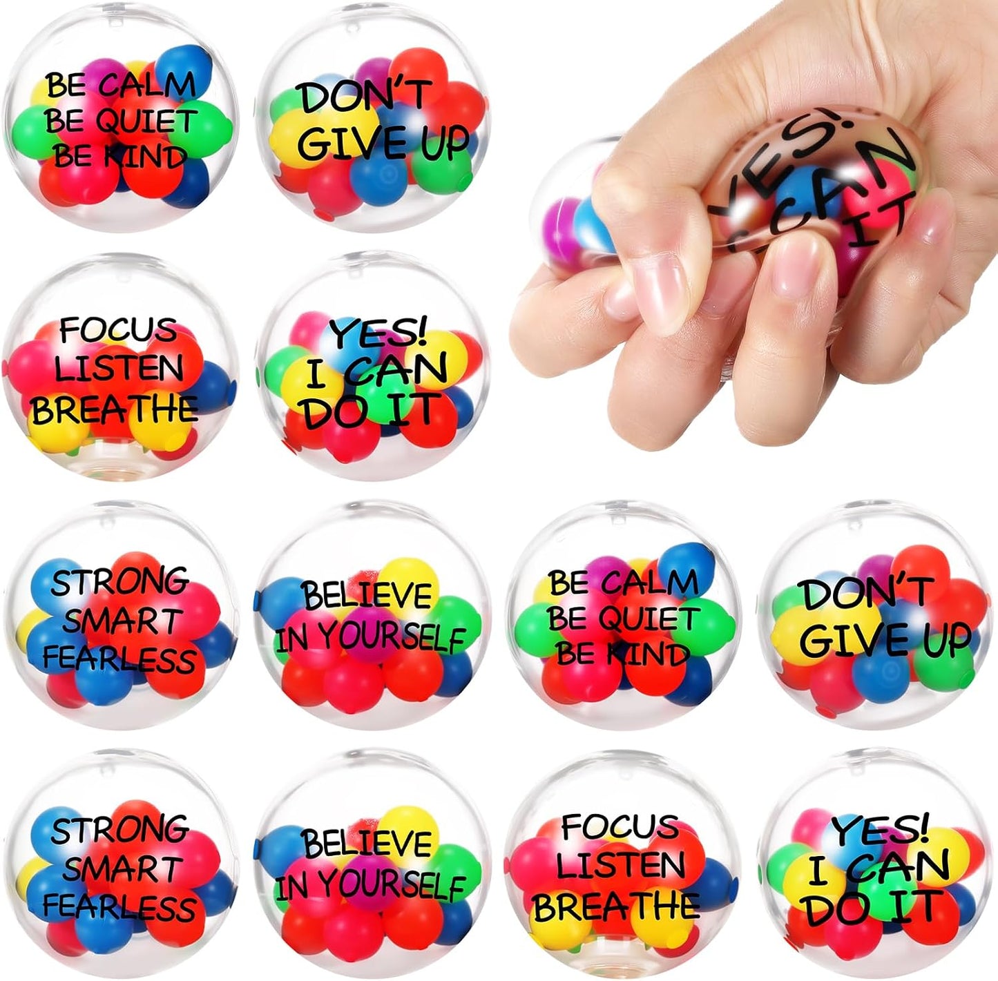 Shappy 12 Pcs Inspirational Sensory Balls, Motivational Fidgets, 2.36 Inch