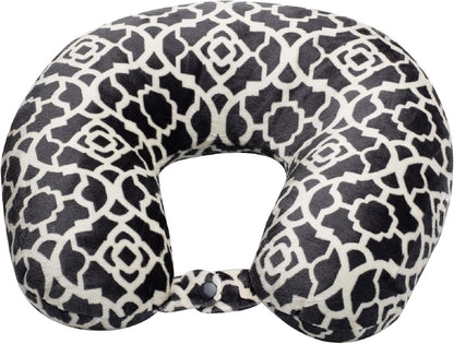 Wolf Essentials Adult Fleece Travel Neck Pillow for Airplane, Charcoal