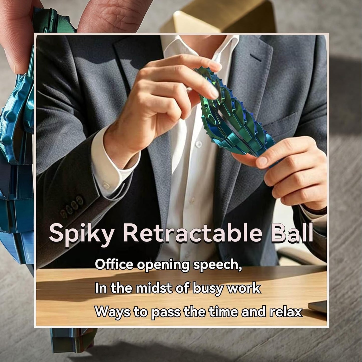 Spiky Retractable Ball, Cool 3D Printed Fidgets, Sharp Spiral Noisy Ball, Suitable for Adults to Relieve Stress and Anxiety, Office Opening Remarks, Killing Time (with Rotating Base)