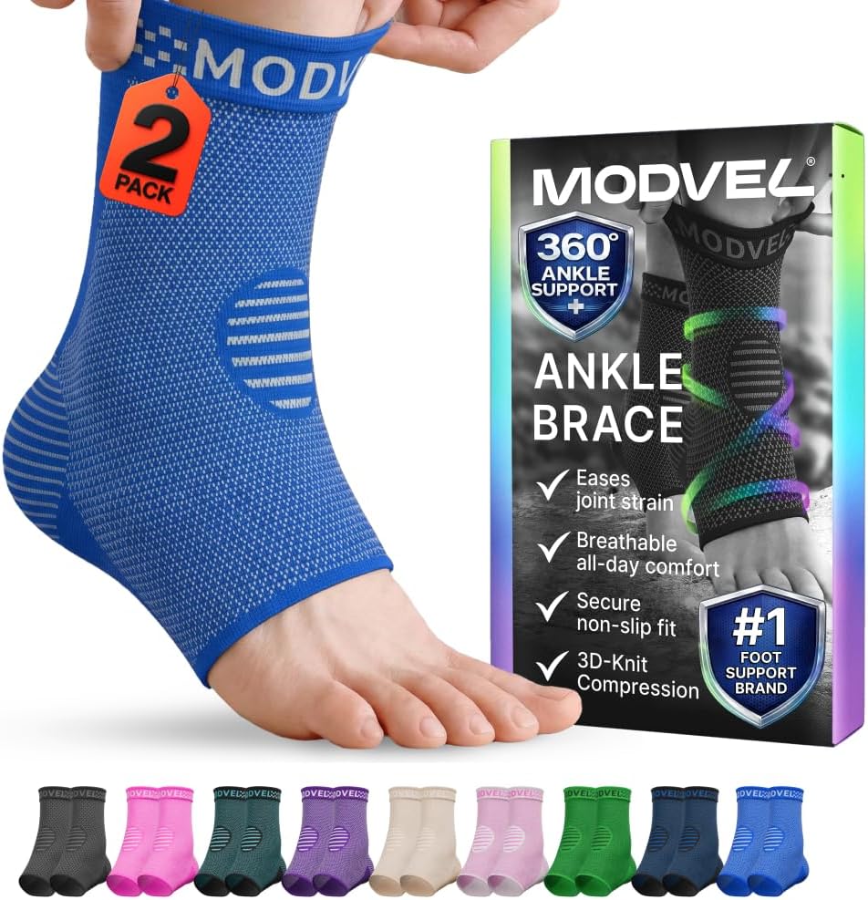 Modvel Foot & Ankle Brace Socks for Sprained Ankle Compression Sleeve - Foot Support for Women & Men - Tendonitis & Arthritis Ankle Brace Sports Running, Torn Ligaments & Women Stabilizing Ankle Wrap