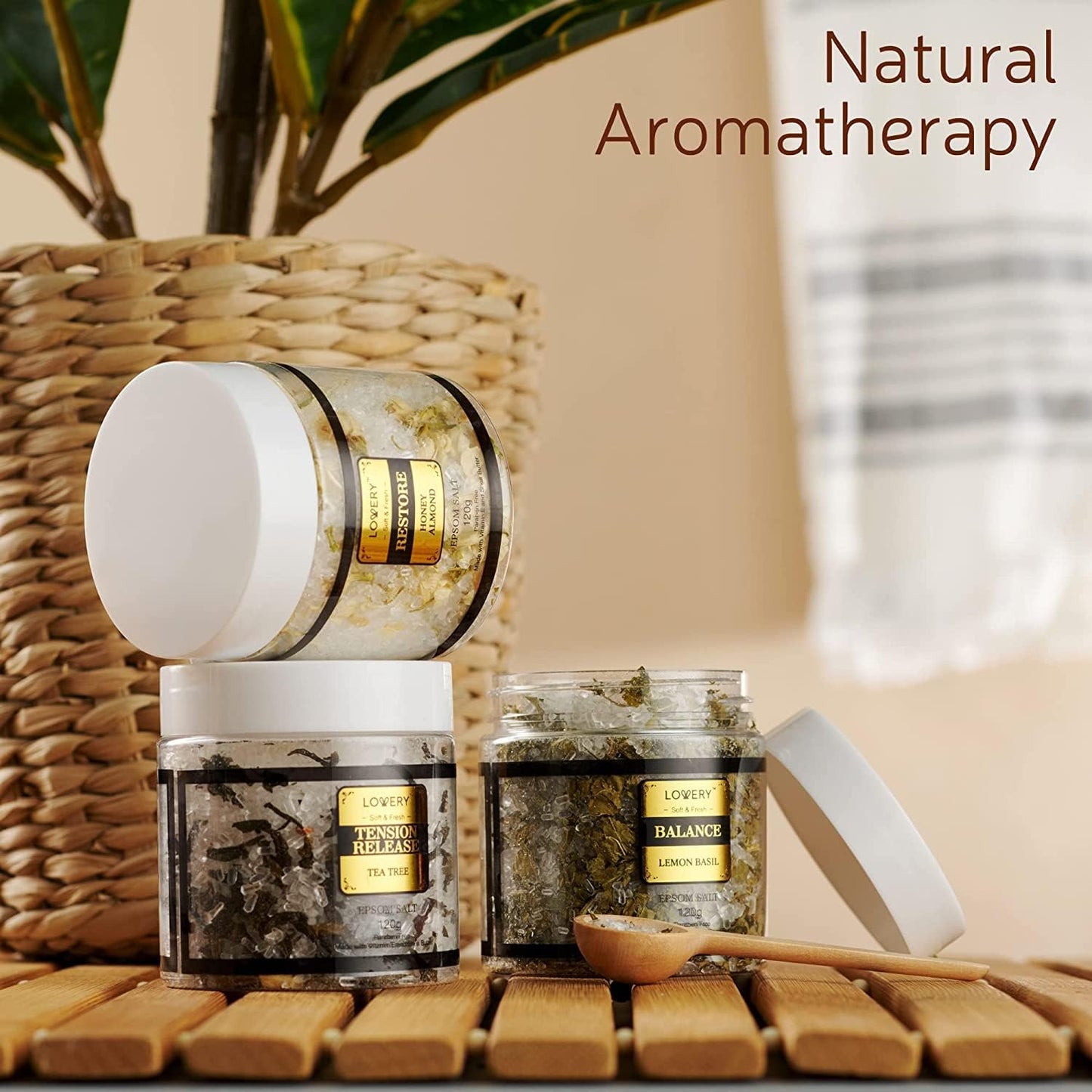 Gifts for Women Who Have Everything Spa Gift Basket, Epsom Bath Salts Gift Basket Set, Self Care Salt W/Essential Oil, Gifts for Mom, Her, Lavender, Eucalyptus, Lemon, Coconut, Tea Tree, Honey Almond
