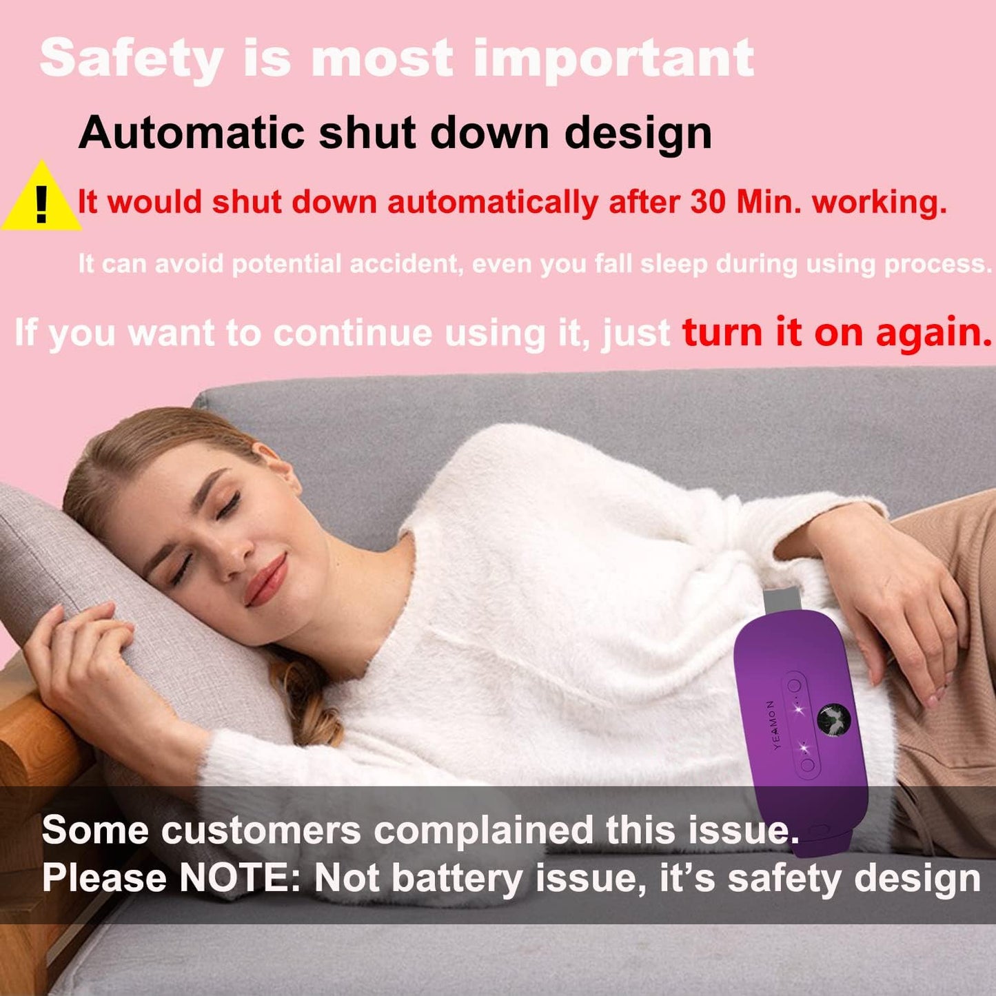 Portable Cordless Heating Pad, Electric Waist Belt Device, Fast Heating Pad with 3 Heat Levels and 3 Massage Modes, Back or Belly Heating Pad, Gift for Her, Women and Girl