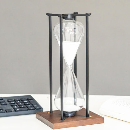 Large Black Iron Craft Hourglass Timer 60 Minutes,Modern Hour Glass Timers Gift for Men & Women, Sand Timer for Kitchen Home Office Desk Deco (Black)